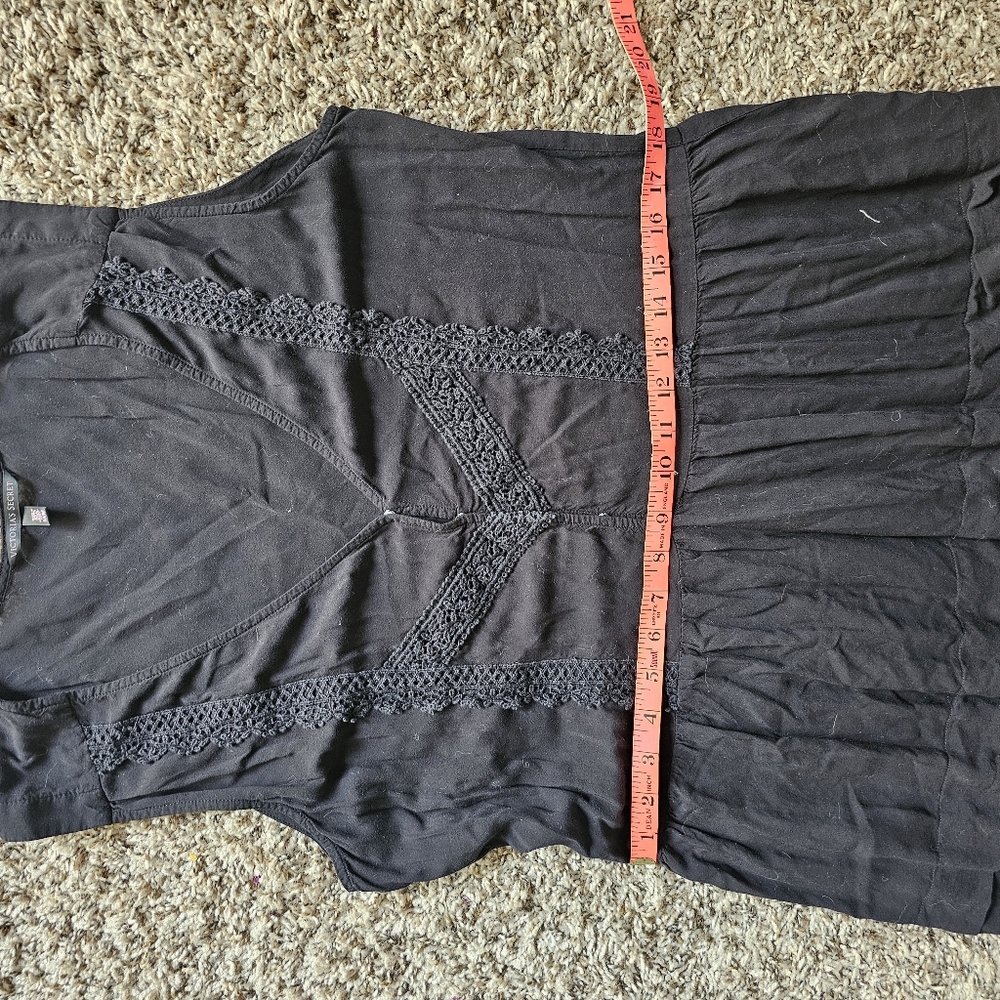 Victoria's Secret black laced cottagecore sexy 100% viscose mini dress suze M - Picture 7 of 10